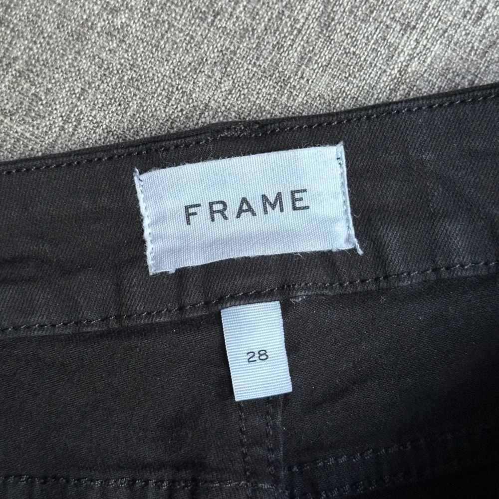 FRAME Le Crop‎ Mini Boot Jeans 28 Black Film Noir Mid Rise Stretch Denim LCMB403
